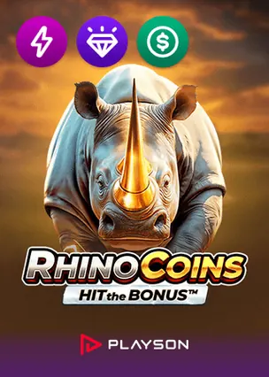 Rhino Coins Hit the Bonus pokie by Playson at True Blue Bets